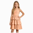 thumbnail image 1 of mgoYE Girls Spaghetti Strap Ruffled Swing Dress for Teen Tween Formal Prom Back to School Homecoming Dance Casual(Orange,5-6 Years), 1 of 5