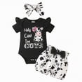 thumbnail image 1 of mgoYE Girls Summer Clothes Girl Outfits Short Sleeve Ruffle Romper + Floral Shorts/Skirts + Headband Set|Black 9-12 Months, 1 of 7