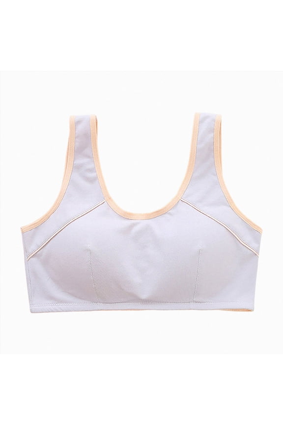 Girls Training Bras 9-18 Years Sports Bra with Removable Padding Adjustable Strap(Light Gray,11-12 Years)