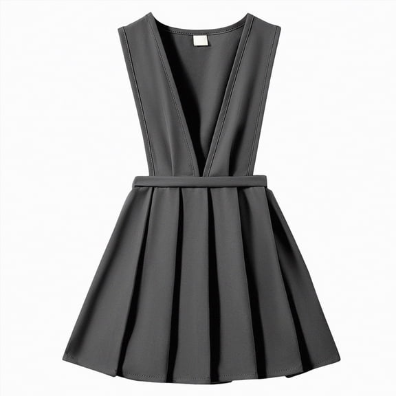 mgoYE Girls Uniform Dress, Girls' School Uniform Jumper Dress Pull-on Skirt Stretchy Overall Dresses(Grey,4-5 Years)