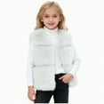 thumbnail image 1 of mgoYE Girls Vest Kids V-Neck Cardigan Sleeveless Fuzzy Jacket Outerwear Warm Winter Coat Waistcoat(White,11-12 Years), 1 of 4