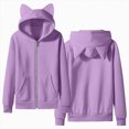 thumbnail image 1 of mgoYE Girls Zip Up Hoodies Cat Ear Teen Fleece Full-Zip Sweatshirts Jacket Casual Fall Hoodie with Pocket, 1 of 9