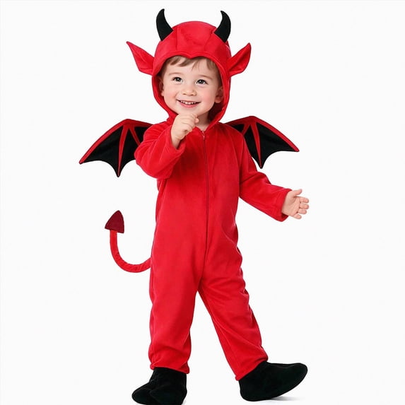 mgoYE Halloween Baby Reddevil One Piece Dress up | Cute Onesie Outfit(Red,3-4 Years)
