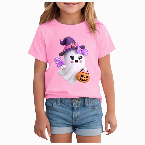 mgoYE Halloween Boys Girls Tshirt Short Sleeve Casual T-Shirt Boys Girls Comfortable Printed Shirt Fall Fashion Tshirt for Girls 5-6 Years