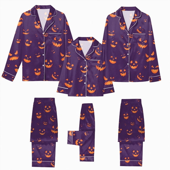 mgoYE Halloween Family Matching Pajamas Set Button Cute Printed Sleepwear
