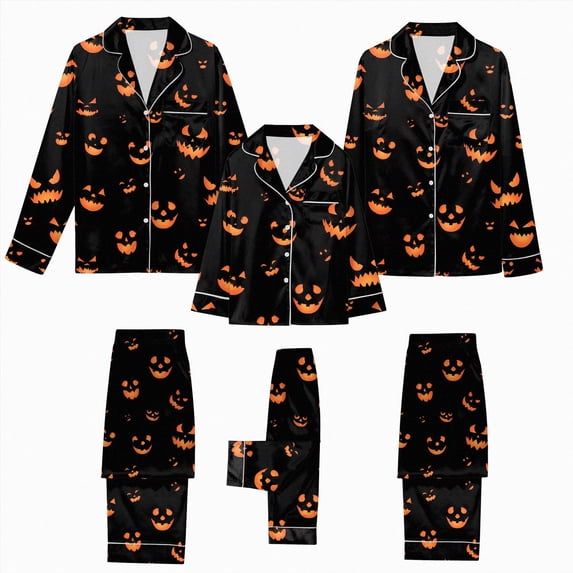 mgoYE Halloween Family Matching Pajamas Set Button Cute Printed Sleepwear