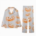 thumbnail image 1 of mgoYE Halloween Family Matching Pajamas Set Button Down Pumpkin Print, 1 of 9