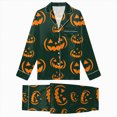 thumbnail image 1 of mgoYE Halloween Family Matching Pajamas Set Button Down Pumpkin Print, 1 of 9