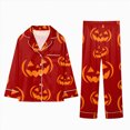 thumbnail image 1 of mgoYE Halloween Family Matching Pajamas Set Button Down Pumpkin Print, 1 of 9