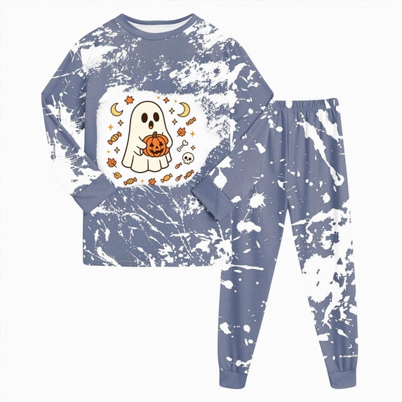 mgoYE Halloween Kids Pjs Halloween Outfit for Boys Girls Long Sleeve Shirt Pants Pjs Sleepwear Girl Outfit