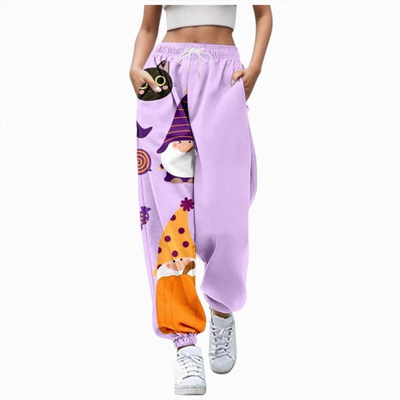 mgoYE Halloween Pajama Pants Women Printed Casual Holiday Tights Elastic Waist Workout Jogger Yoga Pant Woman Leggings Size L