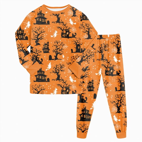 mgoYE Halloween Pajamas Kids Girls Boys 2 Piece Pajama Set - Printed Girls Boys PJs - Soft Long Sleeve Shirt & Pants Sleepwear 2-3 Years