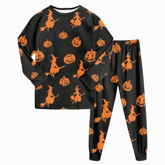 mgoYE Halloween Pjs Toddler Boys Girls Pajama Sets Long Sleeve Top with Pants Soft Sleepwear 2 Piece Pjs Set 8-9 Years