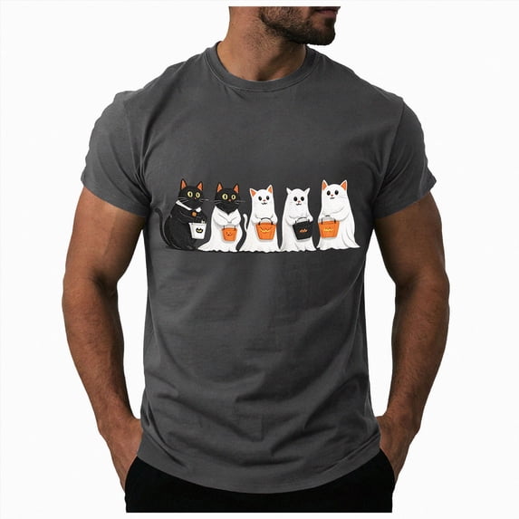 mgoYE Halloween Shirt Men Pumpkin T-Shirts Thanksgiving Graphic Tee Tops Men Tshirts Size S