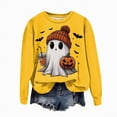 thumbnail image 1 of mgoYE Halloween Shirt Women Halloween Sweatshirts for Women Ghost Pumpkin Long Sleeve Shirt Graphic Tees Fall Pullover Tops(Yellow,2XL), 1 of 3