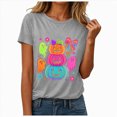 thumbnail image 1 of mgoYE Halloween Shirt Womens Cute Ghost with Coffee Pumpkin Graphic Casual Halloween Tee Autumn Thanksgiving Tops T Shirt for Women(Light Gray,XL), 1 of 9