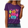 thumbnail image 1 of mgoYE Halloween Shirts for Women Graphic Tees Women's Halloween Print Crew Neck T-Shirt, Funny T-shirts Woman Shirts(Purple,L), 1 of 9