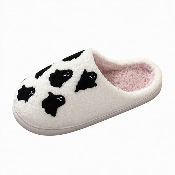 mgoYE Halloween Slippers for Women, Ghost Slipper Pumpkin Cookie Fall and Winter Shoes for Adult Men Indoor(White,8)