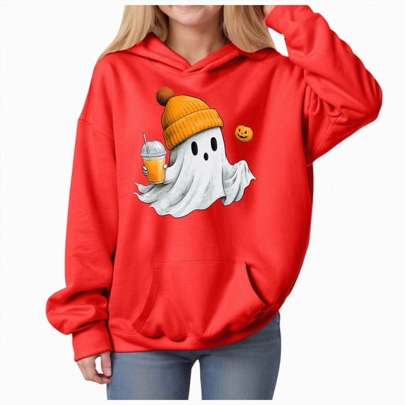 mgoYE Halloween Sweatshirt for Kids Funny Sweatshirt for Halloween Party Cute Tees for Kid|Red 11-12Years