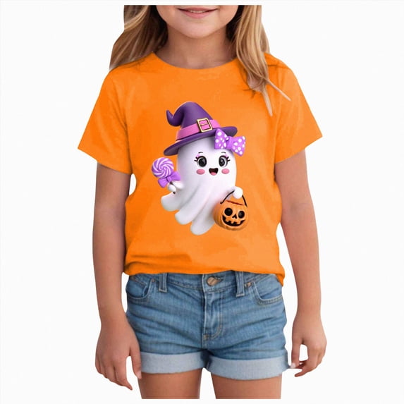 mgoYE Halloween T Shirts for Kids Fall Halloween Doodles Shirt Funny Family Party Celebration Pumpkin Graphic Thanksgiving Tops Boy T Shirt 13-14 Years