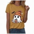 thumbnail image 1 of mgoYE Halloween Tee Shirts for Women Halloween Teacher Shirts for Women Reading Books T-Shirt Funny Teacher Librarian Halloween Party Tee Tops(Yellow,M), 1 of 5