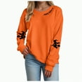 thumbnail image 1 of mgoYE Halloween Tee Shirts for Women Long Sleeve Crewneck Casual Dressy Tops Funny Graphic Halloween Costumes Fall Fashion Outfits(Orange,2XL), 1 of 5