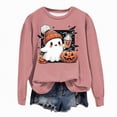 thumbnail image 1 of mgoYE Halloween Tee Shirts for Women Sweatshirts Halloween Ghost Sweatshirt Women - Halloween Graphic Crewneck Tops Casual Sweater(Light Pink,M), 1 of 4