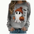 thumbnail image 1 of mgoYE Halloween Tshirts Women Long Sleeve Crewneck Casual Dressy Tops Funny Graphic Halloween Fall Fashion Outfits(Grey,S), 1 of 7