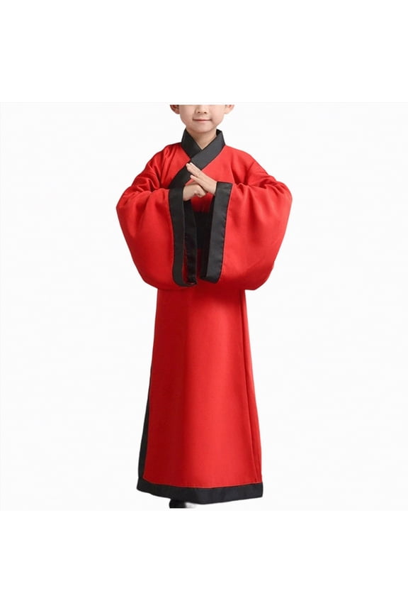 Hanfu Dress Suit for Boys Chinese Traditional Han Dynasty Ancient Party Dress Culture Clothing|Red 2-3 Years