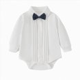 thumbnail image 1 of mgoYE Infant Baby Boy Formal Dress Shirt Bodysuit Long Sleeve Button Up One-Piece Collar Romper Jumpsuit Wedding Party, 1 of 9