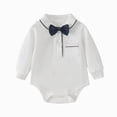 thumbnail image 1 of mgoYE Infant Baby Boy Formal Dress Shirt Bodysuit Long Sleeve Button Up One-Piece Collar Romper Jumpsuit Wedding Party, 1 of 9
