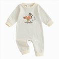 thumbnail image 1 of mgoYE Infant Baby Boy Long Sleeve Romper Jumpsuit Pants Mallard Duck Waffle Knit Outfit Fall One Piece Clothes(White,6-12 Months), 1 of 7