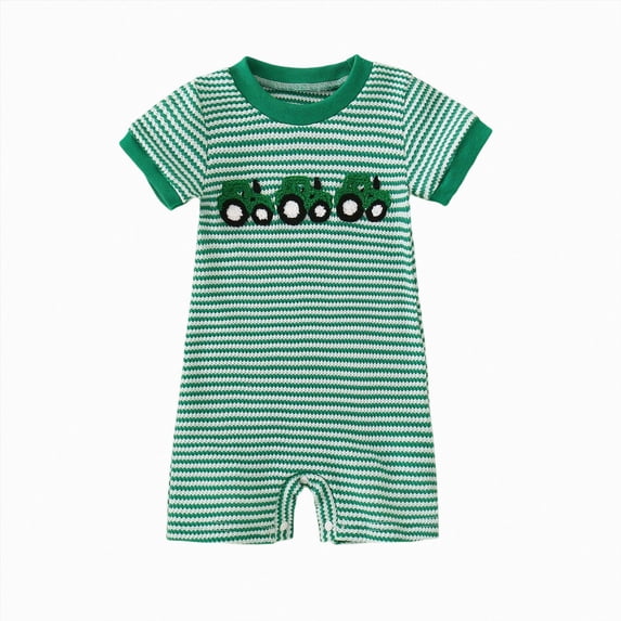 mgoYE Infant Baby Boy Short Sleeve Romper Jumpsuit Pants Duck Waffle Knit Outfit Summer One Piece Clothes(Green,0-3 Months)