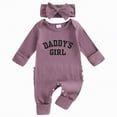 thumbnail image 1 of mgoYE Infant Baby Girl Fall Outfit Sweatshirt Romper Daddy's Girl Long Sleeve Jumpsuit Newborn Clothes(Purple,Newborn), 1 of 7