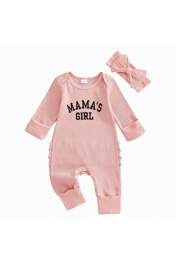 Infant Baby Girl Fall Outfit Sweatshirt Romper Daddy's Girl Long Sleeve Jumpsuit Newborn Clothes(Watermelon Red,Newborn)