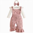 thumbnail image 1 of mgoYE Infant Baby Girl Floral Clothes Fall Winter 3 6 12 18 24M Long Sleeve Jumpsuit One Piece Romper Headband Bodysuit Baby Overalls Outfits(Pink,3-6 Months), 1 of 9