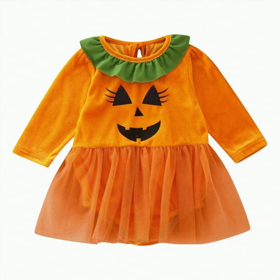 mgoYE Girl Clothes My First Halloween Baby Girl Outfit Pumpkin Tulle Dress Romper Cute One Piece Onesie Fall Winter Clothes|Orange 3-6 Months