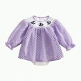thumbnail image 1 of mgoYE Girl Clothes Halloween Baby Clothes Striped Smocked Romper Bubble Onesie Bodysuit Shirt Fall Outfit|Light Purple 0-3 Months, 1 of 5