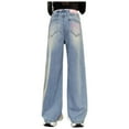 thumbnail image 1 of mgoYE Jean for Girls 7-16 Girls Wide Leg Jeans Denim Elastic Waist Baggy Ripped Distressed Pants Ripped Jeans for Girls |Blue,7-8 Years, 1 of 6