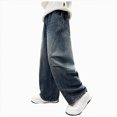thumbnail image 1 of mgoYE Jeans for Boys 14-16 Boys Baggy Jeans, Wide Leg Elastic Waist Denim Pants Loose Fit Trousers Vintage Y2K Streetwear(Blue,15-16 Years), 1 of 9