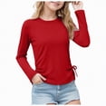 thumbnail image 1 of mgoYE Kid T-Shirt Girl Girls Long Sleeve Shirts Ruched Knot Side Tunic Blouse Tee Tops(Red,13-14 Years), 1 of 6