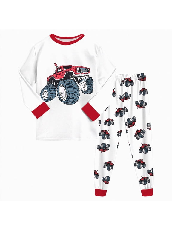 Kids Boys 2-Piece Pjs Set, Motorcycle Graphic Top & Pants, Pajama Party Clothes, 2-9 Years