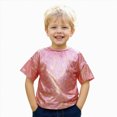 thumbnail image 1 of mgoYE Kids Boys Girls Metallic Shiny T-Shirt Dance Tops Short Sleeves Loose T-Shirt for Performance(Red,3-4 Years), 1 of 6