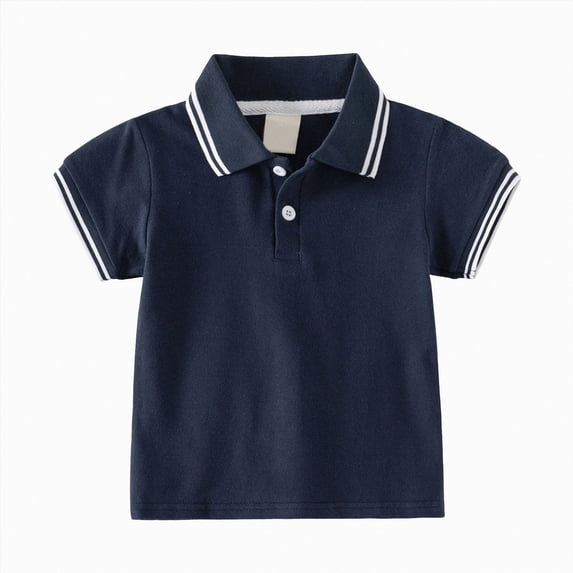 mgoYE Kids Boys Girls Short Sleeve School Uniform String Polo Shirts(Navy,2-3 Years)