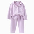 thumbnail image 1 of mgoYE Kids Boys Girls Soft 11-12 Years Cotton Pajamas Set Teens Ribbed Button-Down Nightwear Set Long Sleeve Sleepwear with Pants 2PCS Purple, 1 of 3