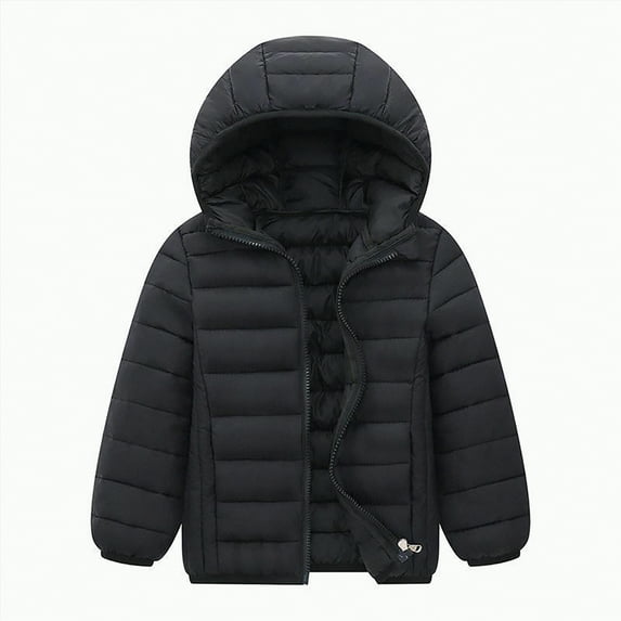 mgoYE Kids Coats Girls Boys Winter Coats Lightweight Water-Resistant Windproof Hooded Jacket 3-14 Years|Black 8-9 Years