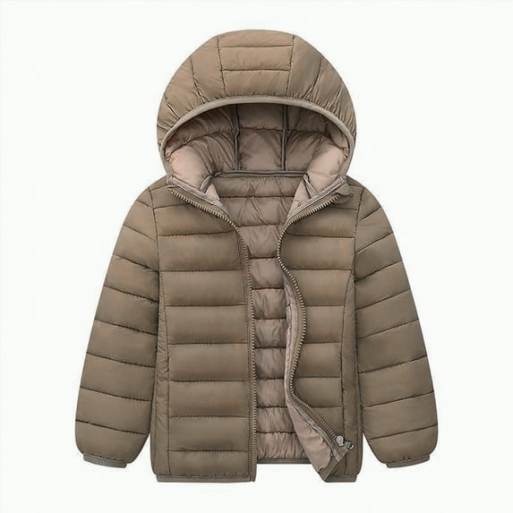 mgoYE Kids Coats Girls Boys Winter Coats Lightweight Water-Resistant Windproof Hooded Jacket 3-14 Years|Khaki 4-5 Years