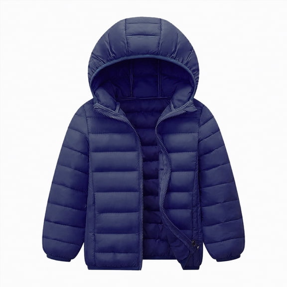 mgoYE Kids Coats Girls Boys Winter Coats Lightweight Water-Resistant Windproof Hooded Jacket 3-14 Years|Navy 11-12 Years
