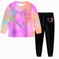 thumbnail image 1 of mgoYE Kids Girl Clothes Tie Dye Long Sleeve Cute Pattern Top and Pants Toddler Girl Fall Spring Outfits Pant Set, 1 of 7