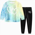 thumbnail image 1 of mgoYE Kids Girl Clothes Tie Dye Long Sleeve Cute Pattern Top and Pants Toddler Girl Fall Spring Outfits Pant Set, 1 of 9